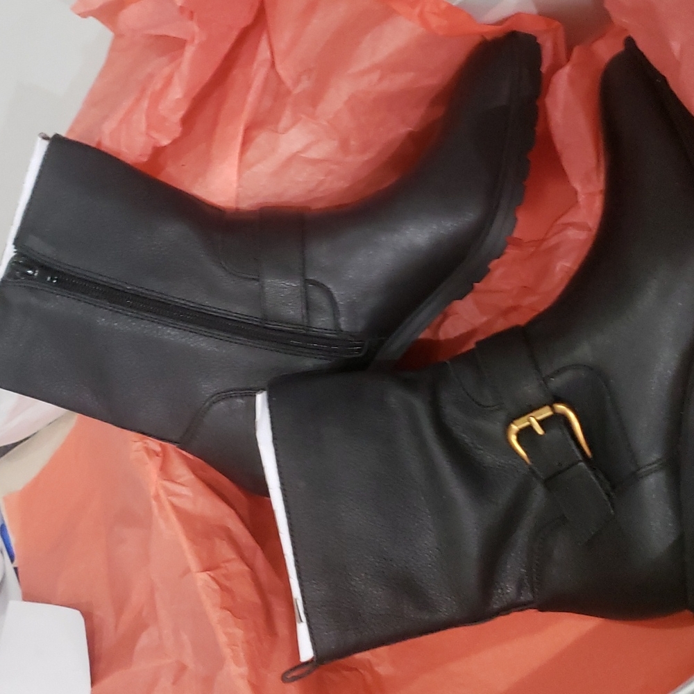 Black leather boots